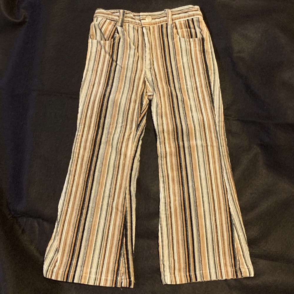 Timbo Dino Striped brown/navy/white/rust colors fine Corduroy Size 4